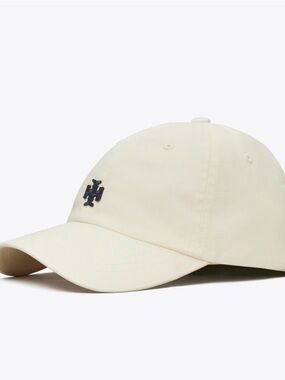 Tory Burch Cream Baseball Cap with Navy Logo